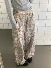 ヒョウ柄ワイドレッグパンツ【高ウエスト・フィット・カジュアル】（セットアップ対応）