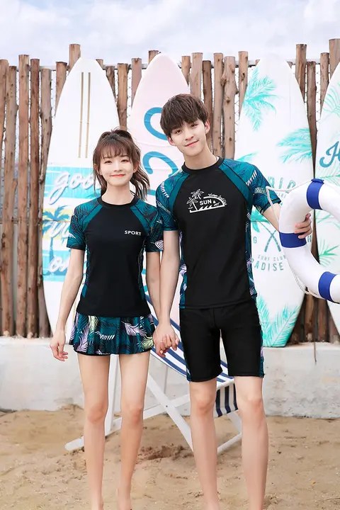 ファミリー向け水着【短袖・防晒・ボトムス付き・男の子用・女の子用】（セットアップ対応）
