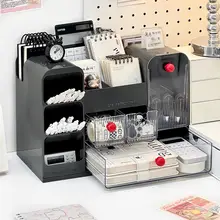 デスク収納ボックス【引き出し式・文房具整理用・斜め差しクリエイティブペン立て】