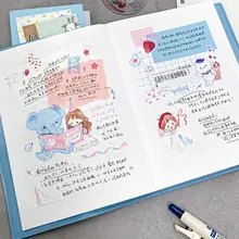 青いデザインのA6手帳【自然なチェック内頁・日記ノート】