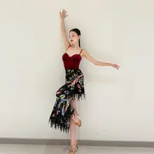 後ろスリットデザインのラテンダンススカート【大人用・サンバ・ルンバ対応】（セットアップ対応）