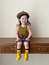セットアップ 2点セット キッズ ボーイズ ガールズ ノースリーブ ベスト カートン柄 ショートパンツ おしゃれ 夏