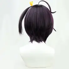 中二病 キャラクター コスプレ用ウィッグ【深紫・リボン付き】