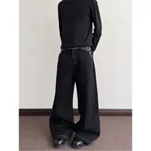 ヒョウ柄ウエストパッチワークのワイドレッグデニムパンツ【ブラック・ストレート・微フレア】