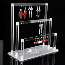 アクリル製 透明大容量イヤリングスタンド【ディスプレイ用・ピン式】