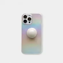 虹色の空間支えボール付きレザー風ケース【衝撃吸収・全包対応・iPhone13 Pro用】