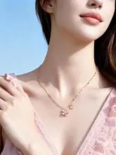 桜モチーフネックレス【ピンク・エレガントデザイン・鎖骨にフィット】