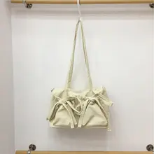 小型トートバッグ【バレエスタイル・リボン付き・ナイロン製・ショルダー・サブバッグ】