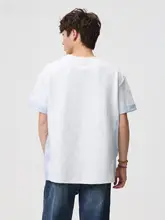 半袖Tシャツ ユニセックス ストライプ パッチワーク バイカラー クルーネック ルーズ アメリカン風 秋 「RHRB」