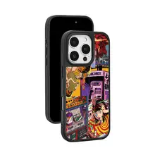 サイバーパンクデザインのクールな女の子用スマホケース【iPhone対応・黒フレーム・ ガラス製・スムース仕上げ】