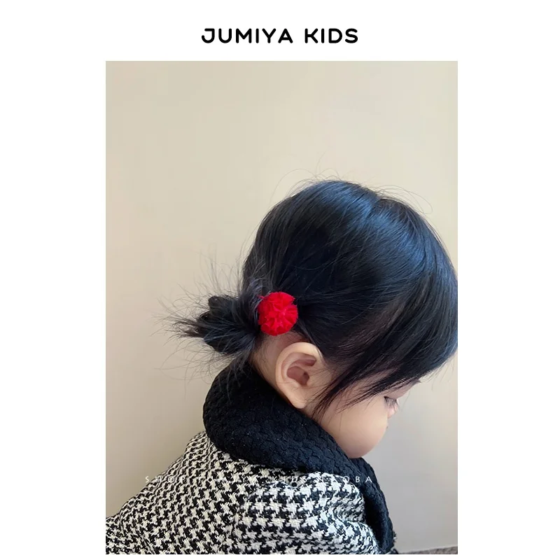 赤いゴム製ベビー髪飾り：高弾力で痛くない女の子用のセットアップ対応アイテム