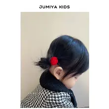 赤いゴム製ベビー髪飾り【高弾力・痛くない・女の子用】【セットアップ対応】