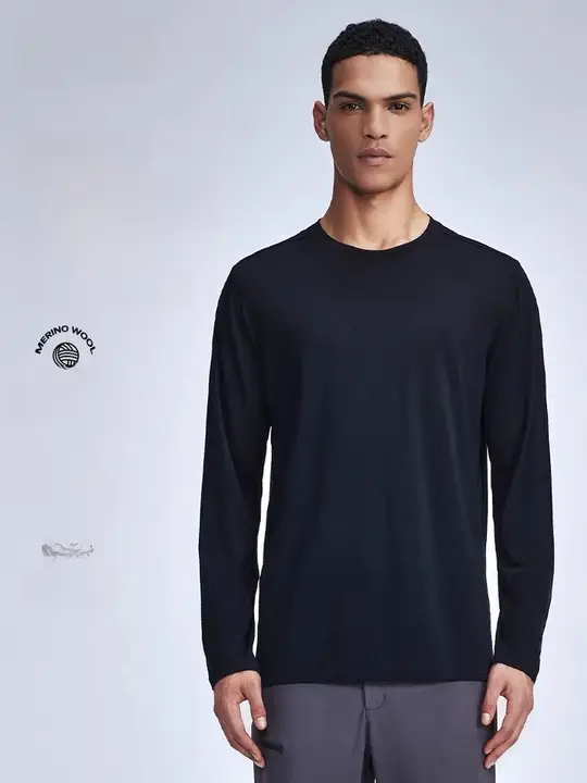 アウトドア用半袖スポーツTシャツ【男女兼用・丸首・ウール素材・長袖】