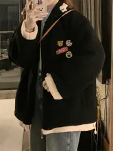 韓国風ブラック羊羔毛コート【秋冬用・ゆったり・保温性】
