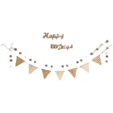 木製三角ガーランド【ファー付き・誕生日パーティー・インテリア装飾用】