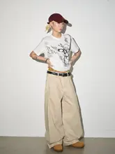 デニムパンツ レディース ワイドパンツ パッチワーク デコンストラクション オーバーサイズ ワーク グランジ ロングパンツ「MICHINNYON」