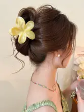卵型花柄ヘアクリップ【グラデーション・後頭部用】
