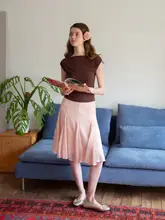 優雅なフリル付きハイウエストAラインスカート【夏用・デザイン・女性用】