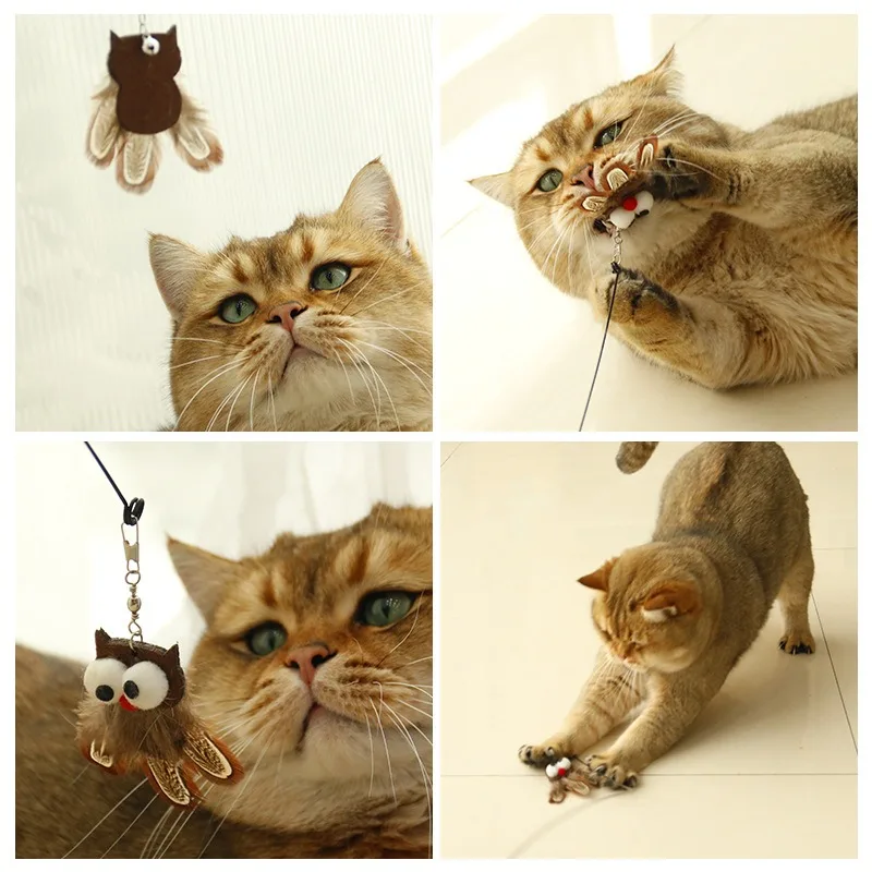 麻紐製フクロウデザインおもちゃ：耐噛み性と鈴付きが猫の興奮を引き出す