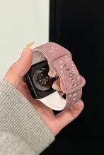 高級シリコン製アップルウォッチ用バンド【彫刻ローズデザイン・41mm/45mm対応・女性用】（セットアップ対応）