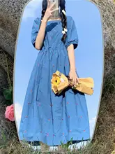 夏用ワイドシルエットのチューリップデザインワンピース【レトロスタイル・四角ネック・大きいサイズ】