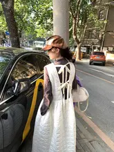 背中がリボンデザインのウエストシェイプAラインキルティングワン ピース【ノースリーブ・ミディ丈・プリンセススタイル】