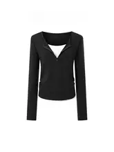 バイカラーの切り替えデザイン長袖トップス【レディース・秋用・着回ししやすい】（セットアップ対応）