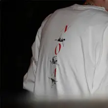 レトロデザイン 前後印刷の男女兼用長袖Tシャツ（セットアップ対応）