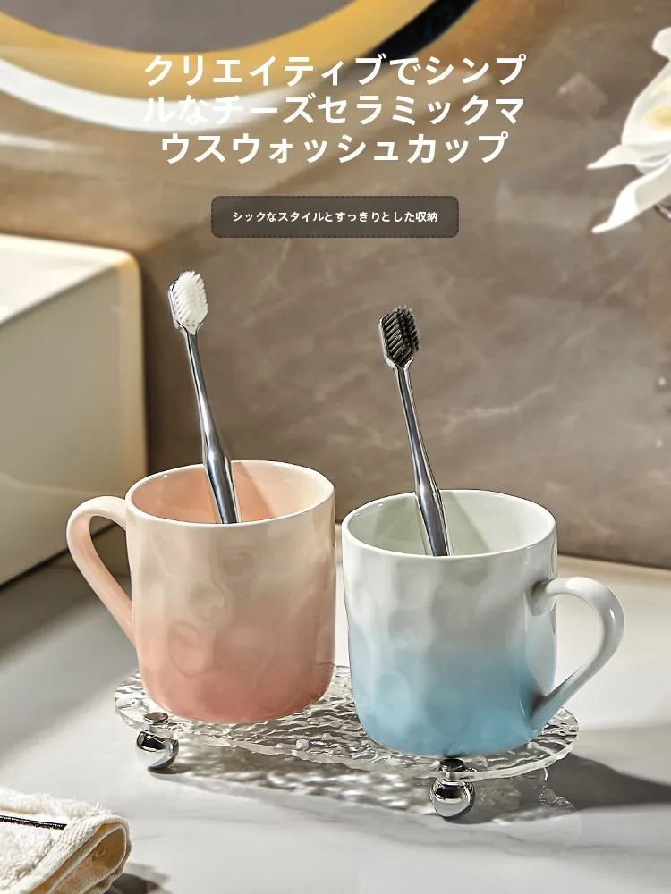 陶器製洗口カップ：こぼれにくい設計と高級感の家族向け3点セット