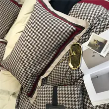 布団カバー 4点セット 長綿100% 両面起毛 厚手 千鳥格子 北欧風 上品