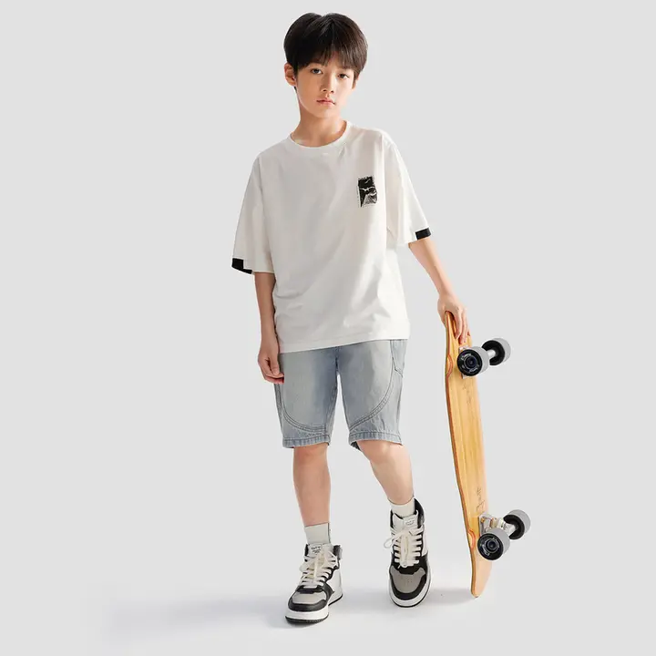 男児用コットンデニムショートパンツ【夏用・楽々フィット】
