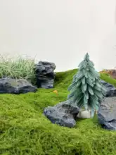 リアルな石風の観葉植物飾り【ミニチュアジオラマ用・階段下装飾】