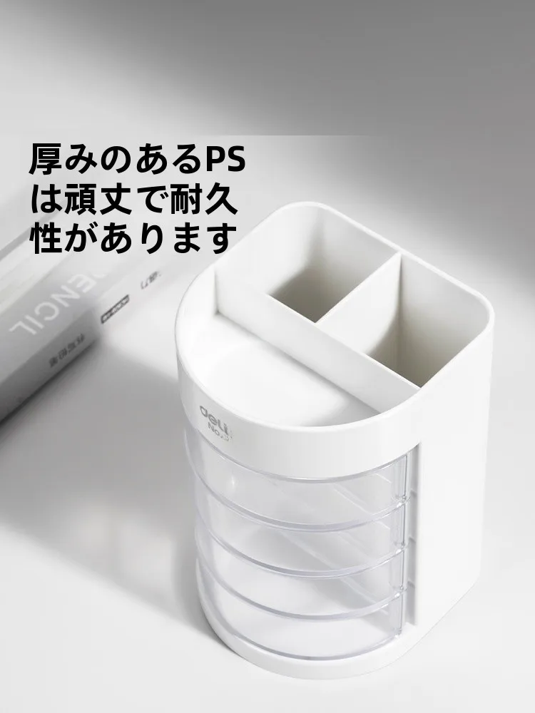 Deli多機能ペン立て：オフィスで効率的にデスク収納を実現する4段分格設計