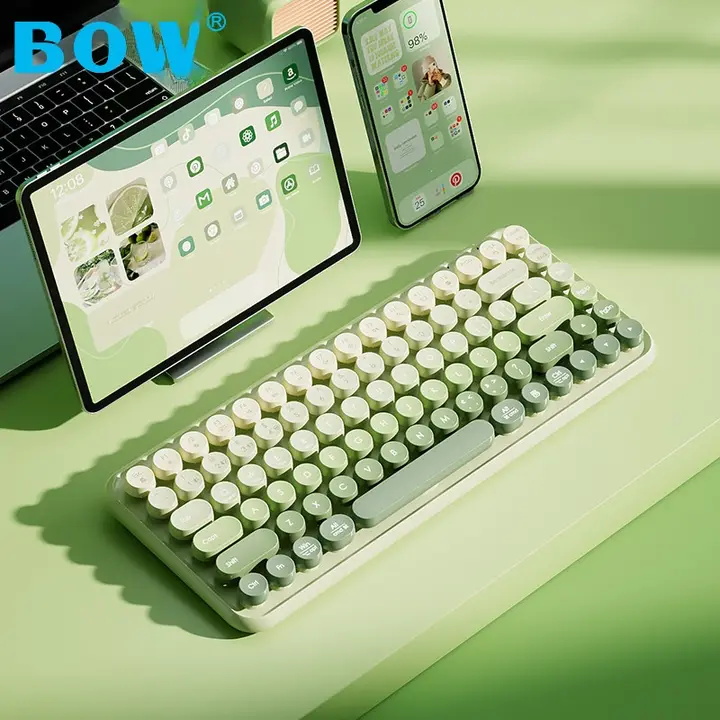 B．O．W キーボード マウス 2点セット デュアルモード 無線 スマホ タブレット iPad ノートPC 対応 オフィス 女性向け 「BOW」