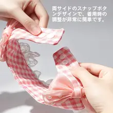 可愛らしいチェックデザインのペット用ネックカラー【レース・リボン付き・調整可能】