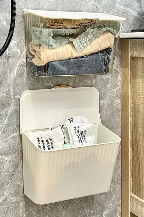 防水バスルーム収納ラック【壁掛け・衣類収納用・清潔感】