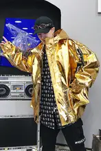 春用 メンズシルバーラメ工作ジャケット【ストリートスタイル・カップル向け・ヒップホップ】