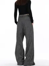 ワイドパンツ ユニセックス グレー ドレープ ストレート ルーズ アメカジ ヴィンテージ ストリート 上品 「FILFR」