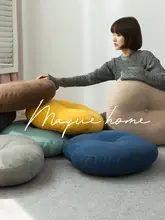M.Life 北欧スタイル円形クッション【コットンリネン・厚手・バルコニーや窓際用】