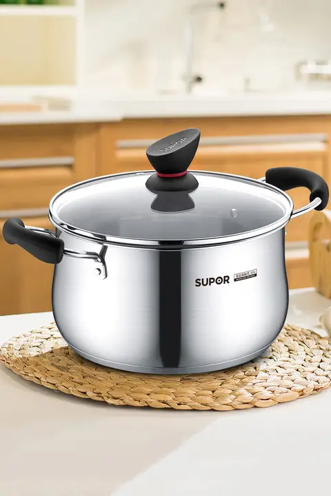 SUPOR 304ステンレス鍋【厚底・ガス・IH対応・家庭用・スープ用】