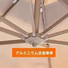 屋外用日よけパラソル【大型ローマ傘・LEDライト付き・テラスや庭に最適】