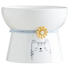 広口猫用陶器ボウル【首を守るデザイン・ペット用・給水・餌用・高脚タイプ】