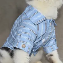 可愛いストライプのペットシャツ【コーギーやマルチーズに最適・春用・お出かけ用】（セットアップ対応）