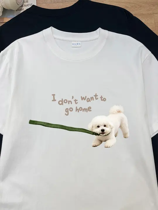 可愛い白クマプリントTシャツ【コットン製・短袖・ゆったりシルエット】