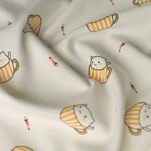 オフホワイト ティーカップ 猫厚手シフォン生地