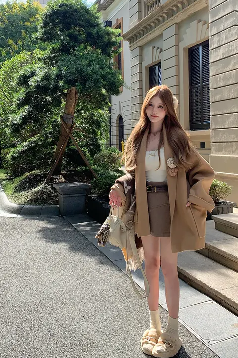 極上の柔らかさ 羊毛100% ダブルフェイスフード付きコート【秋冬用・レディース】