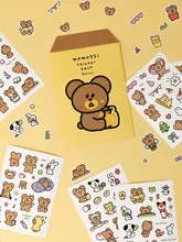 かわいいクマのカートゥーンデコレーションシール【水に強い・手帳やノートに適】