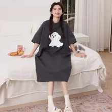 可愛い犬のデザインの夏用ルームウェア【大きいサイズ・半袖・妊婦対応】