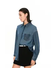 深浅水洗デニムのゆったりHラインシャツ【夏用・カジュアル】