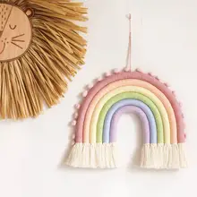 タペストリー 壁掛け モビール コットン ポンポン 編み込み 虹色 北欧風 インスタ映え 子供部屋 キッズ ガールズ インテリア